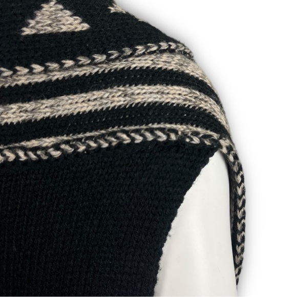 JOHNPAULRICHARD Kilim Reversible Ruffled Chunky Knit Sweater Vest Cardigan Aztec - Picture 11 of 13